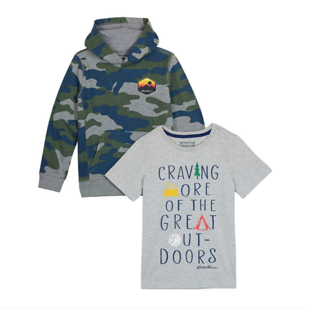 XS 5/6, Eddie Bauer Boys' 2-Pack Camo Hoodie & Tee